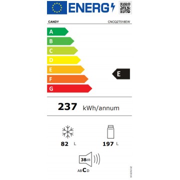 Candy CNCQ2T518EW Ψυγειοκαταψύκτης NoFrost Υ182.5xΠ54.5xΒ60.2εκ. Λευκός